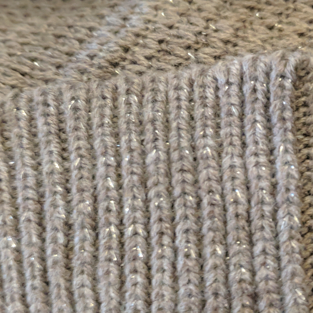 Express * Metallic Thread Pullover Taupe Medium - image 8